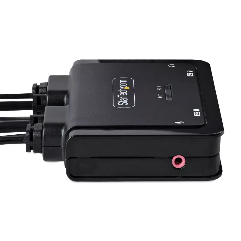 Switch KVM StarTech.com 2 porte ibrido USB-C HDMI con cavi, 4K 60Hz, KVM compatto con cavi host USB-A/HDMI/audio da 6ft/1,8m e USB-C da 4ft/1,2m integrati, alimentato dal bus - pulsante telecomando/commutazione hotkey