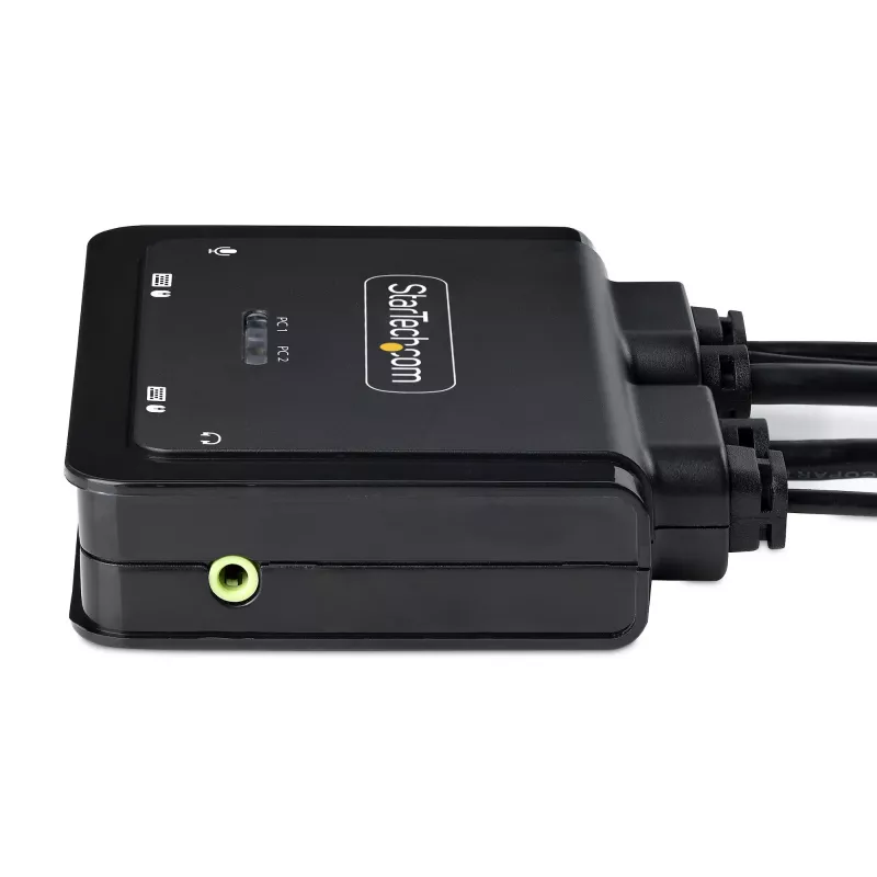 Switch KVM StarTech.com 2 porte ibrido USB-C HDMI con cavi, 4K 60Hz, KVM compatto con cavi host USB-A/HDMI/audio da 6ft/1,8m e USB-C da 4ft/1,2m integrati, alimentato dal bus - pulsante telecomando/commutazione hotkey