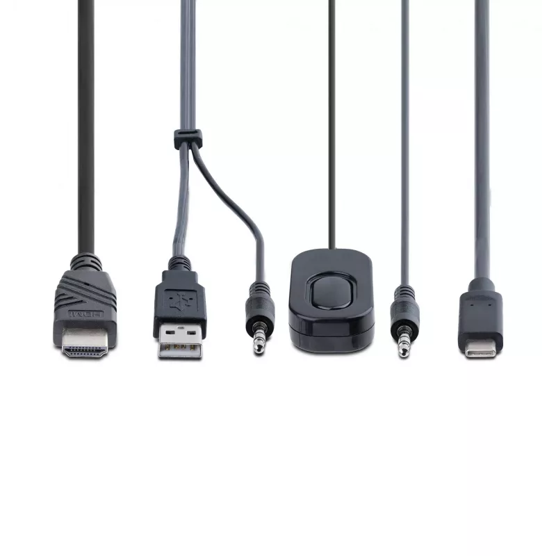 Switch KVM StarTech.com 2 porte ibrido USB-C HDMI con cavi, 4K 60Hz, KVM compatto con cavi host USB-A/HDMI/audio da 6ft/1,8m e USB-C da 4ft/1,2m integrati, alimentato dal bus - pulsante telecomando/commutazione hotkey