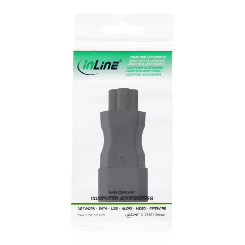 Adattatore per alimentatore InLine IEC 60320 C14 / C5, 3 poli, dispositivo IEC / notebook
