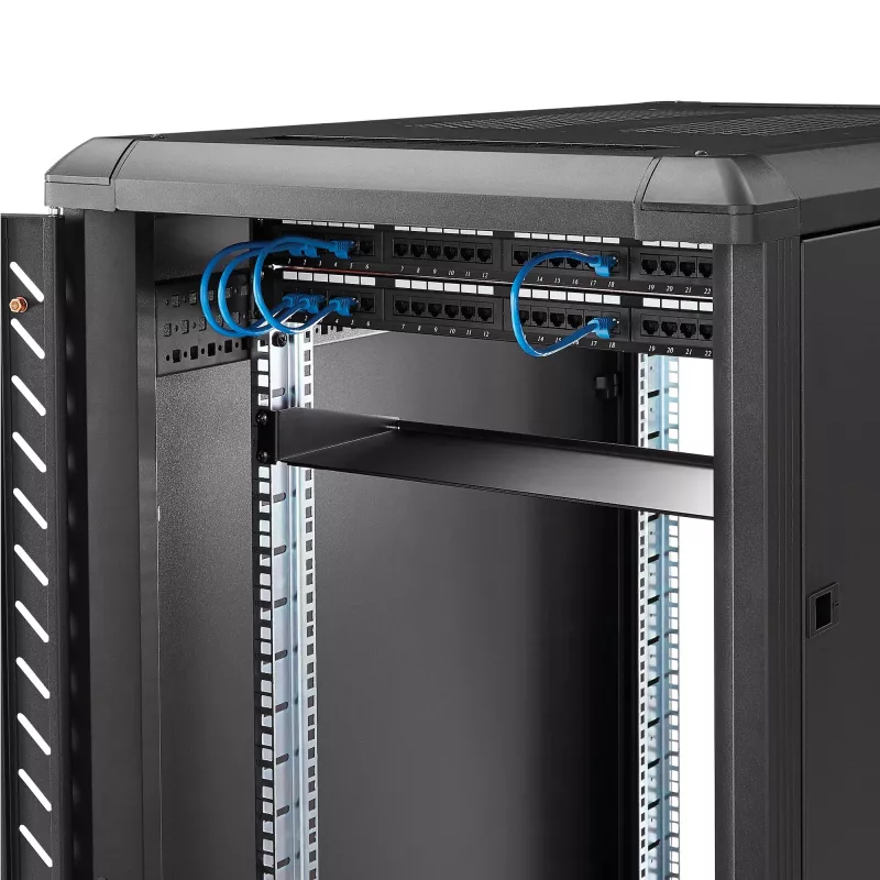 StarTech.com CABSHELF1U ripiano 1U per rack server, ripiano a sbalzo fisso per rack/armadio da 19 pollici, profondità 17,7 cm (7 pollici), portata 15 kg (33 lb), con dadi a gabbia e viti, nero