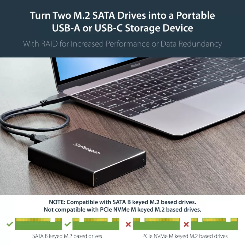 Case per unità dual-slot StarTech.com per SSD M.2 SATA - USB 3.1 (10 Gbit/s) - RAID