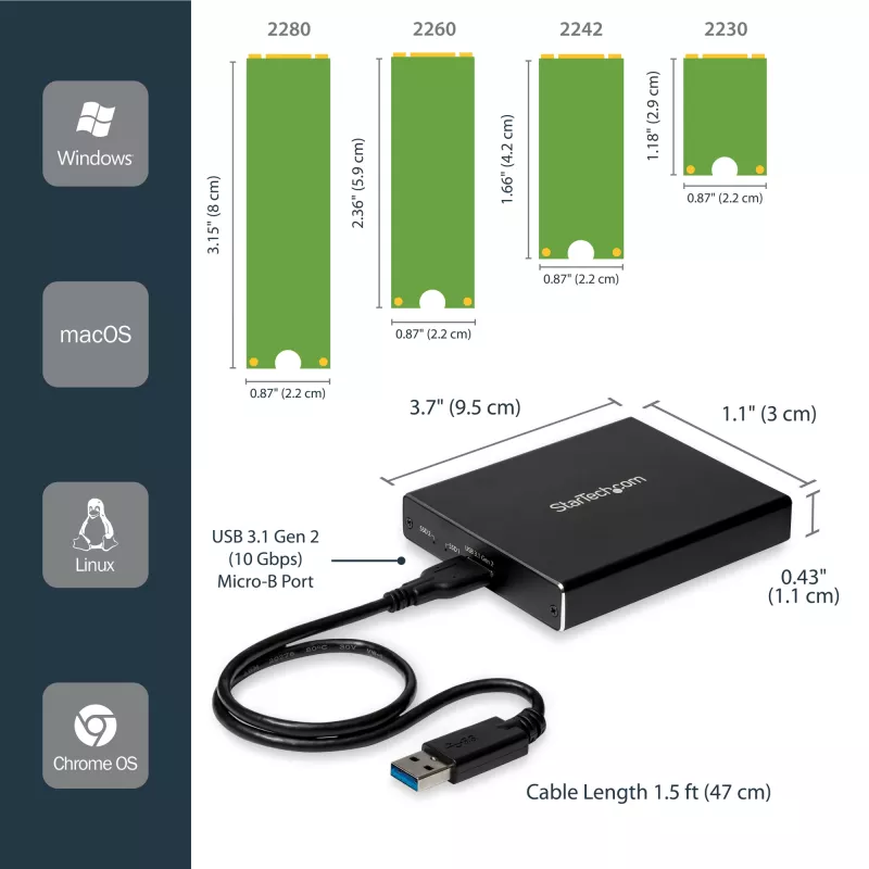 Case per unità dual-slot StarTech.com per SSD M.2 SATA - USB 3.1 (10 Gbit/s) - RAID