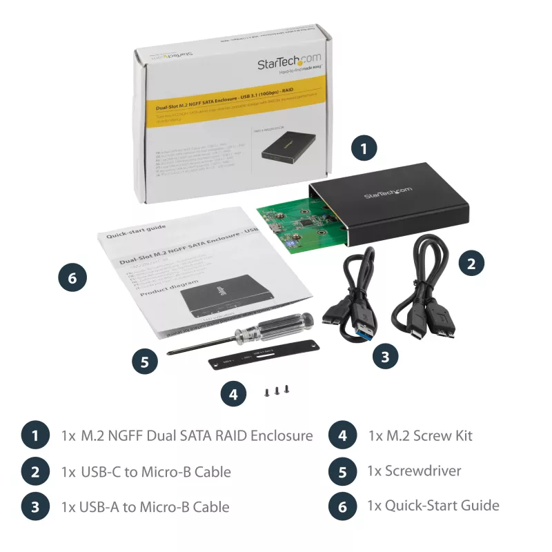 Case per unità dual-slot StarTech.com per SSD M.2 SATA - USB 3.1 (10 Gbit/s) - RAID