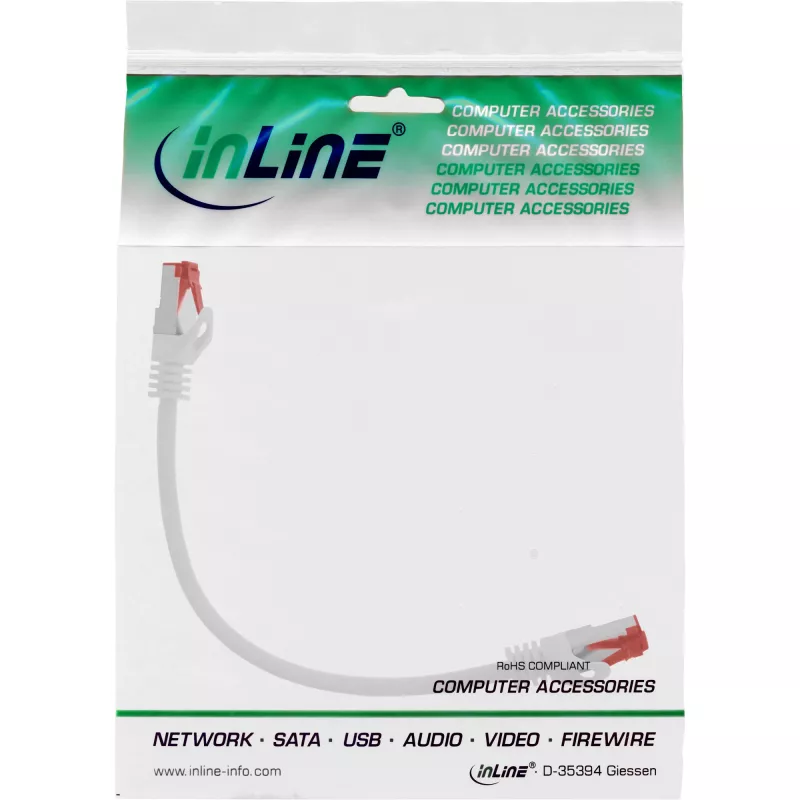 Cavo patch InLine S/FTP PiMF Cat.6 250 MHz PVC rame bianco 0,25 m