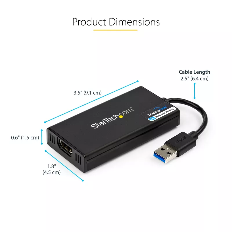 Adattatore StarTech.com USB 3.0 su HDMI - 4K 30Hz Ultra HD - certificato DisplayLink - adattatore convertitore USB Type-A su display HDMI per monitor - video e scheda grafica esterni - Mac e Windows
