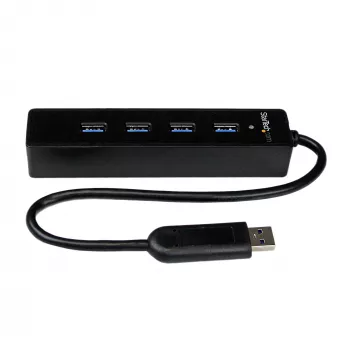 Hub StarTech.com 4 porte SuperSpeed USB 3.0 portatile con cavo integrato