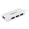 Hub StarTech.com 4 porte SuperSpeed Mini USB 3.0 portatile - bianco