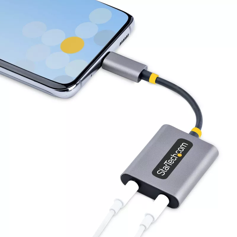 StarTech.com splitter cuffie USB-C, adattatore dual headset USB Type-C con ingresso microfono, adattatore audio USB-C a 3,5 mm/dongle auricolari, USB-C a presa audio/uscita aux, DAC 24 bit