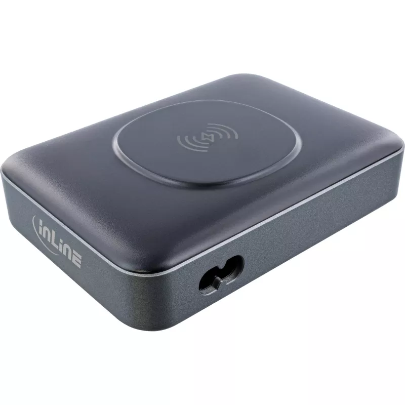 InLine Qi Powerstation Multiport caricabatterie, 4x USB-C + 2x USB-A, GaN 100 W, ricarica wireless 15 W, nero (31517K)