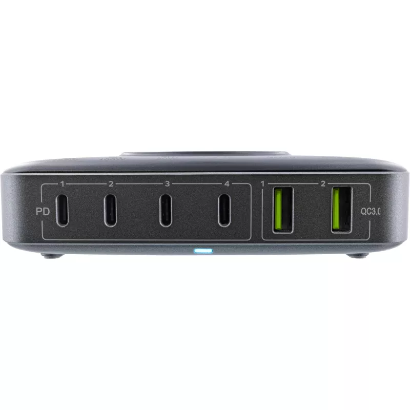 InLine Qi Powerstation Multiport caricabatterie, 4x USB-C + 2x USB-A, GaN 100 W, ricarica wireless 15 W, nero (31517K)