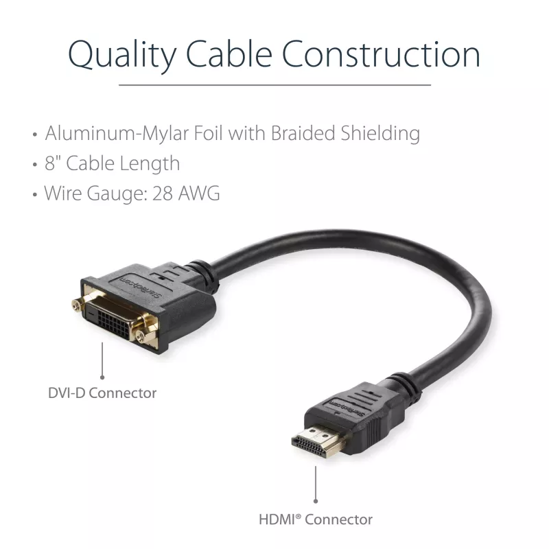 Adattatore cavo video StarTech.com 8in HDMI a DVI-D – HDMI maschio a DVI femmina