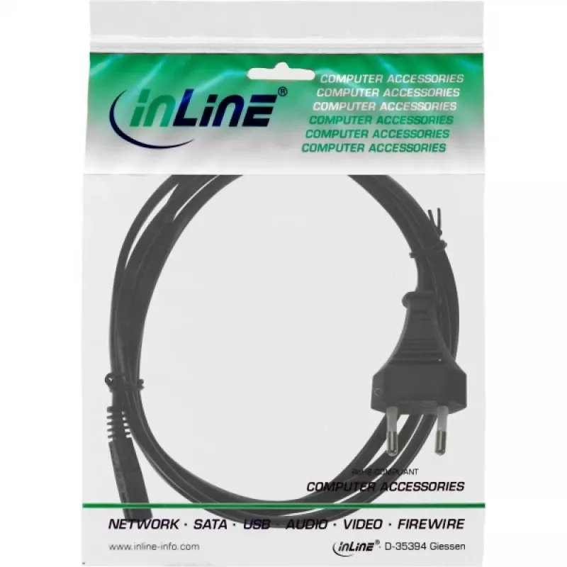 Cavo di alimentazione InLine, connettore Euro / connettore Euro8, nero, 3m