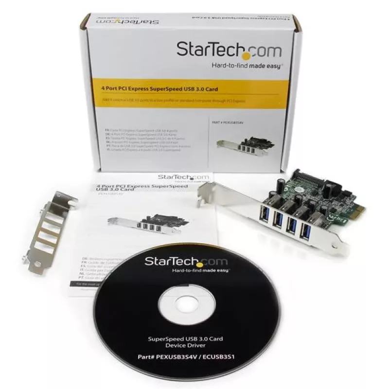 StarTech.com Scheda controller PCI Express PCIe 4 porte SuperSpeed USB 3.0 con UASP – Alimentazione SATA