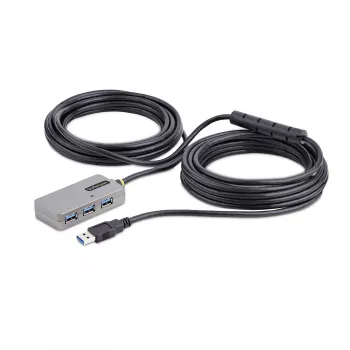 Hub extender USB StarTech.com, cavo di prolunga USB 3.0 da 10m con hub USB-A a 4 porte, cavo ripetitore USB attivo/alimentato dal bus, alimentatore opzionale da 20W incluso, protezione ESD