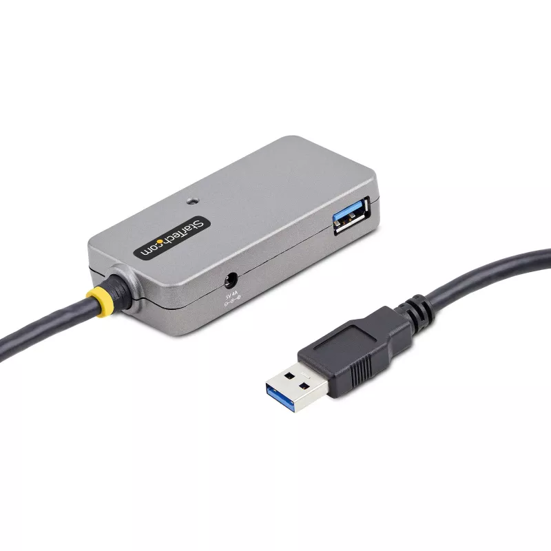 Hub extender USB StarTech.com, cavo di prolunga USB 3.0 da 10m con hub USB-A a 4 porte, cavo ripetitore USB attivo/alimentato dal bus, alimentatore opzionale da 20W incluso, protezione ESD