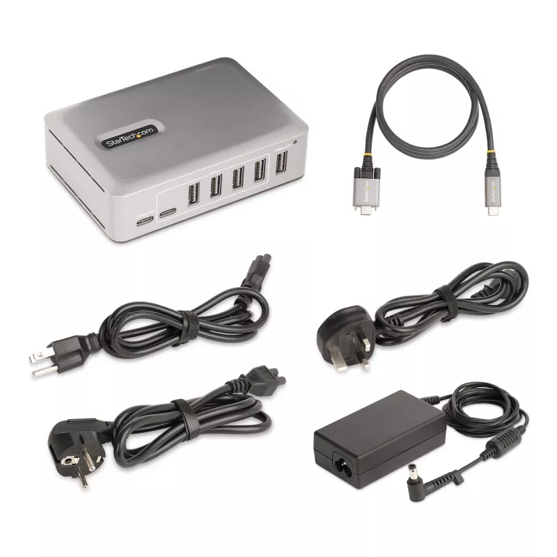 Hub USB-C StarTech.com a 7 porte - 5x USB-A + 2x USB-C - Self-Powered con alimentatore da 65W - USB 3.1 10Gbps - Hub USB per desktop/laptop con cavo di blocco certificato USB-IF da 3ft - Hub USB C