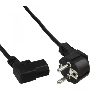 Cavo di alimentazione InLine, CEE 7/7 angolato / 3 poli IEC C13 angolato a sinistra, nero, 0,5 m