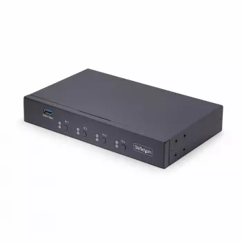 Switch KM StarTech.com a 4 porte con commutazione del mouse, switch USB per tastiera/mouse, audio 3,5mm/USB, condivisione periferiche per 4 computer, conforme TAA