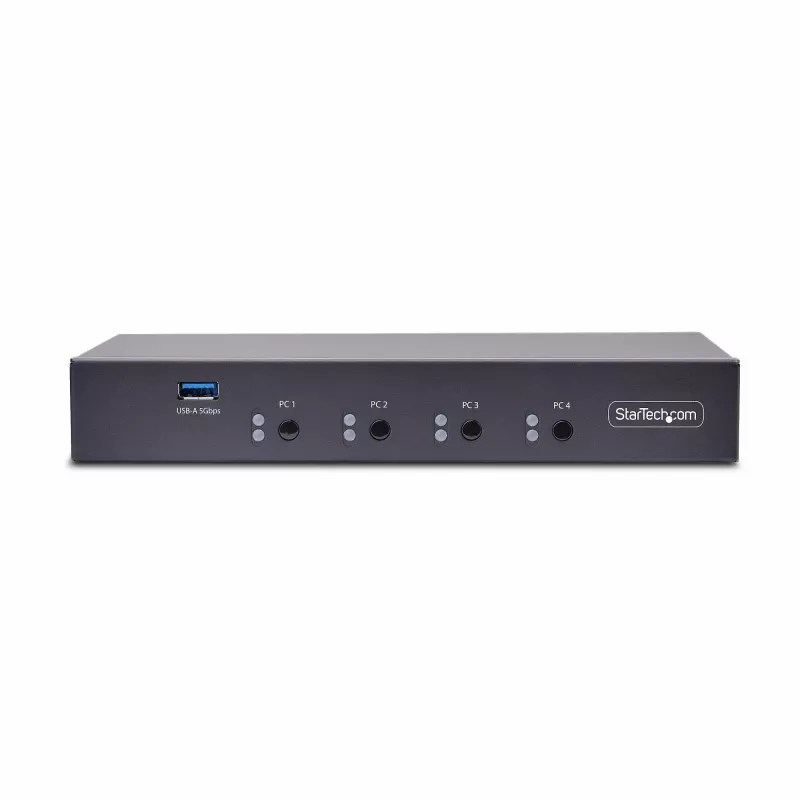 Switch KM StarTech.com a 4 porte con commutazione del mouse, switch USB per tastiera/mouse, audio 3,5mm/USB, condivisione periferiche per 4 computer, conforme TAA
