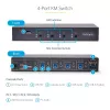 Switch KM StarTech.com a 4 porte con commutazione del mouse, switch USB per tastiera/mouse, audio 3,5mm/USB, condivisione periferiche per 4 computer, conforme TAA