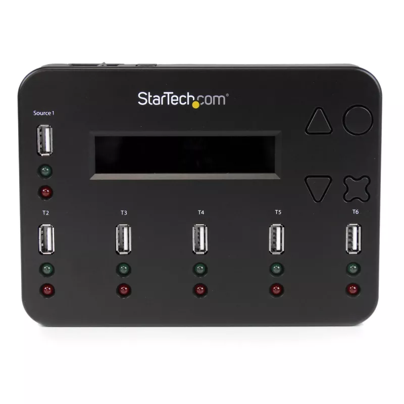 StarTech.com duplicatore e cancellatore USB standalone 1-a-5, copiatore multi-USB flash drive, copia di sistema e file e dell'intera unità a 1,5 GB/min, cancellazione singola e a 3 passaggi, display LCD – TAA