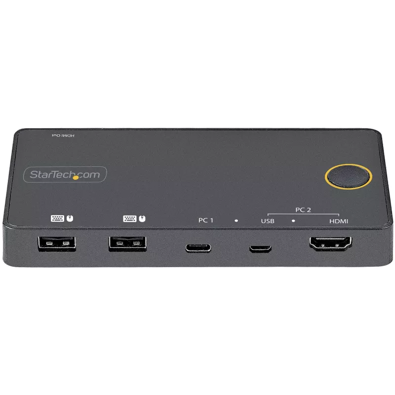 StarTech.com switch KVM ibrido 2 porte USB-A + HDMI e USB-C - monitor singolo 4K 60Hz HDMI 2.0 - switch KVM HDMI compatto da scrivania e/o laptop - alimentato via bus USB - compatibile Thunderbolt 3
