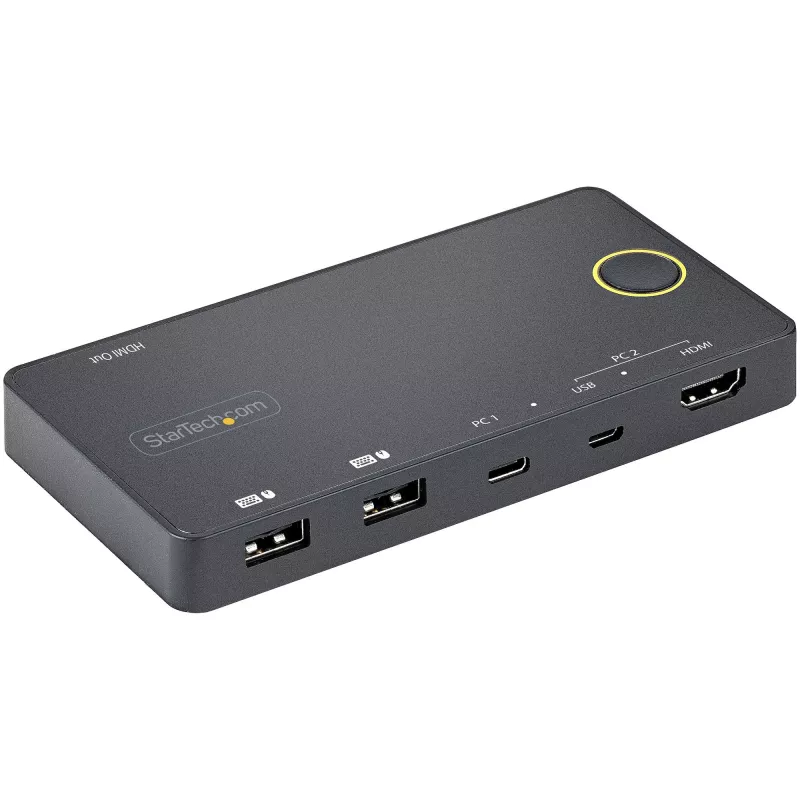 StarTech.com switch KVM ibrido 2 porte USB-A + HDMI e USB-C - monitor singolo 4K 60Hz HDMI 2.0 - switch KVM HDMI compatto da scrivania e/o laptop - alimentato via bus USB - compatibile Thunderbolt 3