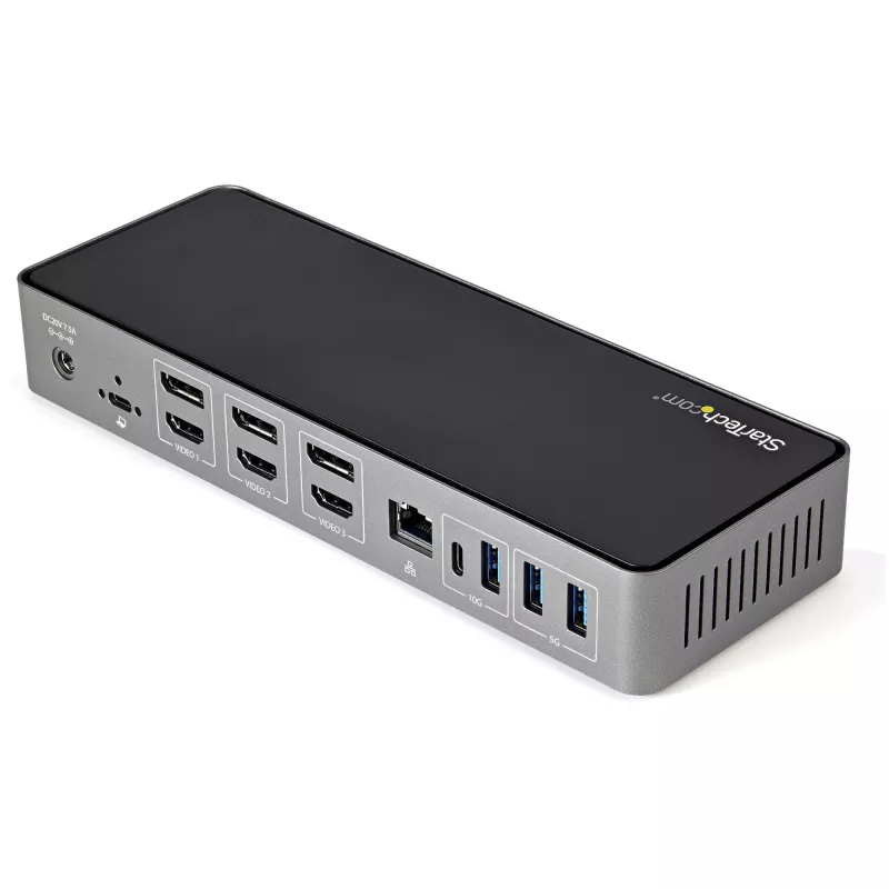 StarTech.com dock USB-C e USB-A - docking station ibrida universale per laptop triple monitor DisplayPort e HDMI 4K 60Hz - Power Delivery 85W, hub 6x USB, GbE, audio - USB 3.1 Gen 2 10Gbps - TAA