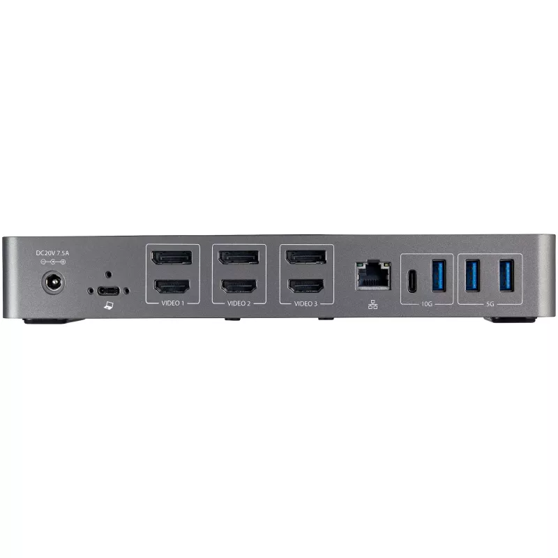 StarTech.com dock USB-C e USB-A - docking station ibrida universale per laptop triple monitor DisplayPort e HDMI 4K 60Hz - Power Delivery 85W, hub 6x USB, GbE, audio - USB 3.1 Gen 2 10Gbps - TAA