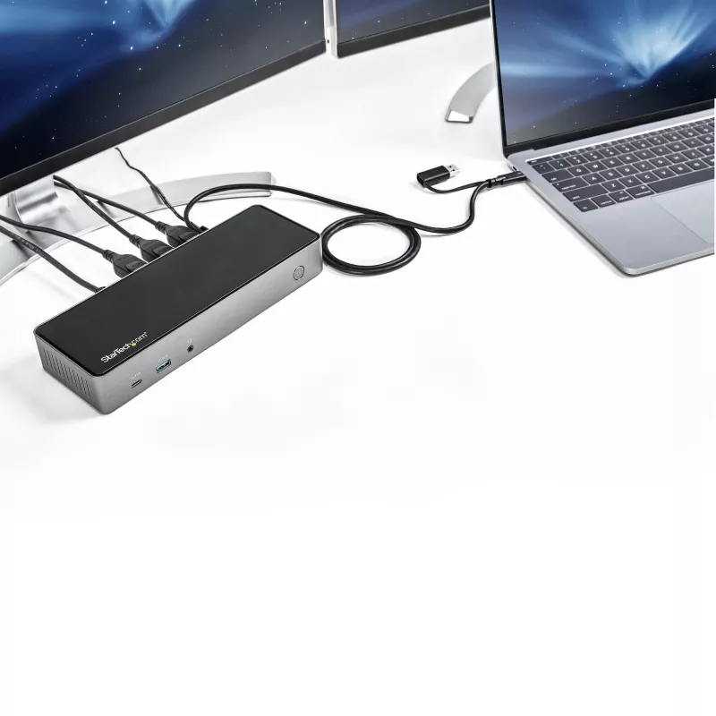 StarTech.com dock USB-C e USB-A - docking station ibrida universale per laptop triple monitor DisplayPort e HDMI 4K 60Hz - Power Delivery 85W, hub 6x USB, GbE, audio - USB 3.1 Gen 2 10Gbps - TAA