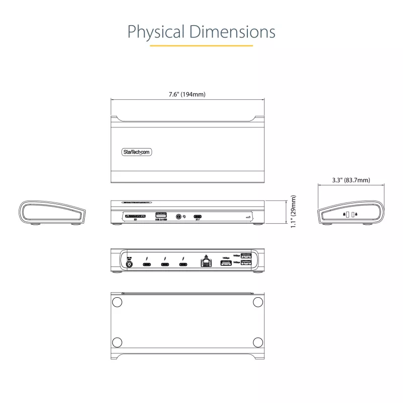 StarTech.com dock Thunderbolt 4, Power Delivery 96W, singolo 8K/dual monitor 4K 60Hz, 3xTB4/USB4 porte, 4xUSB-A, SD, GbE, docking station Thunderbolt 4 per Windows o MacBook TB3, cavo 0,8m