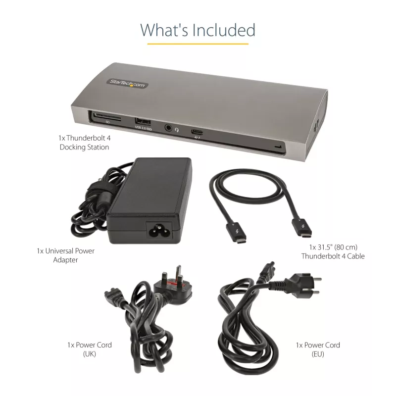 StarTech.com dock Thunderbolt 4, Power Delivery 96W, singolo 8K/dual monitor 4K 60Hz, 3xTB4/USB4 porte, 4xUSB-A, SD, GbE, docking station Thunderbolt 4 per Windows o MacBook TB3, cavo 0,8m