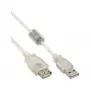 Cavo di prolunga USB 2.0 InLine Type-A M/F, trasparente, con ferrite, 2 m