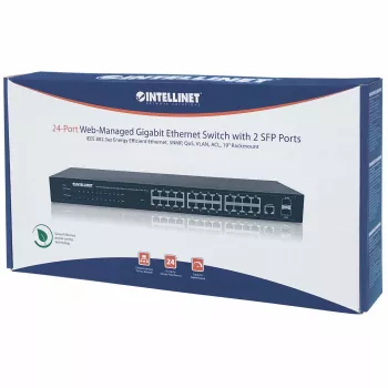 Switch di rete Intellinet 24 porte, 24 porte (RJ45), rackmount, Gigabit, 4 SFP, Ethernet Web-Smart, 10/100/1000 Mbit