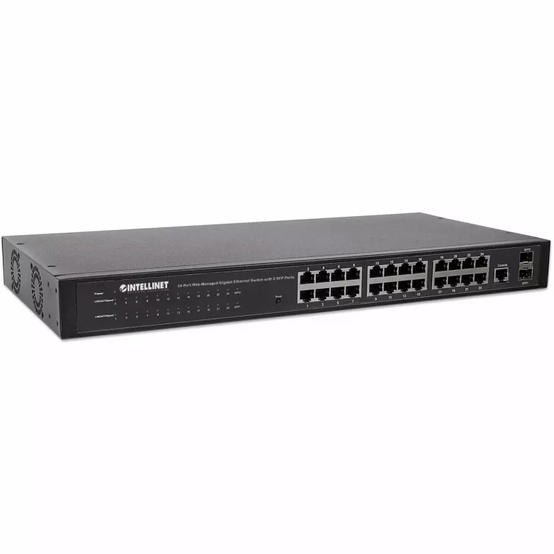 Intellinet 560917 switch Gigabit Web-Smart a 24 porte, 2x SFP, montaggio a rack