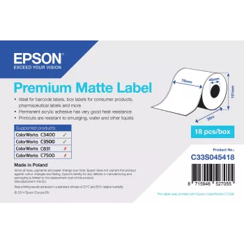 Epson Premium Matte Label rotolo continuo 76 mm x 35 m opaco 163 g/m²