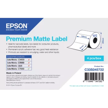 Epson Premium Matte Label - rotolo fustellato: 102 mm x 51 mm, 2310 etichette