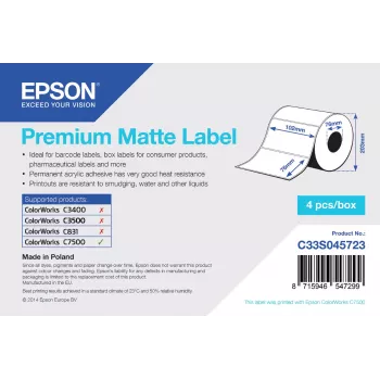 Epson Premium Matte Label - rotolo fustellato: 102 mm x 76 mm, 1570 etichette