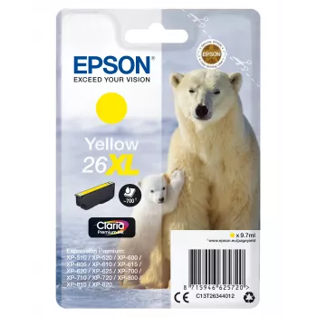 Epson Polar bear confezione singola giallo 26XL Claria Premium inchiostro, alta resa (XL), giallo, inchiostro pigmentato, 9,7 ml, 1 pz., 700 pagine