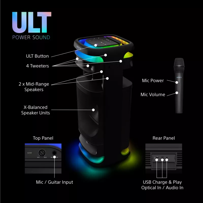 Altoparlante Sony SRS-ULT1000 ULT TOWER 10 — 139 W, Bluetooth, portatile, nero