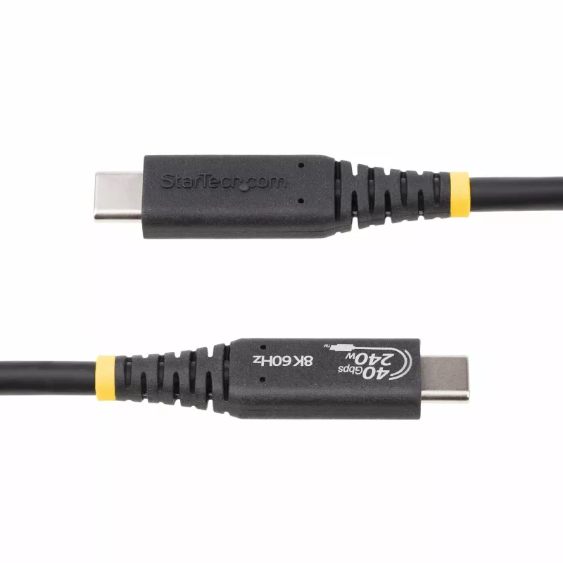StarTech.com Cavo USB4 50cm (1.6ft), cavo USB-C certificato USB-IF, 40Gbps, 240W Power Delivery PD 3.1 EPR, 8K 60Hz, cavo trasferimento dati USB Type-C, compatibile con porte Thunderbolt/USB 3.2
