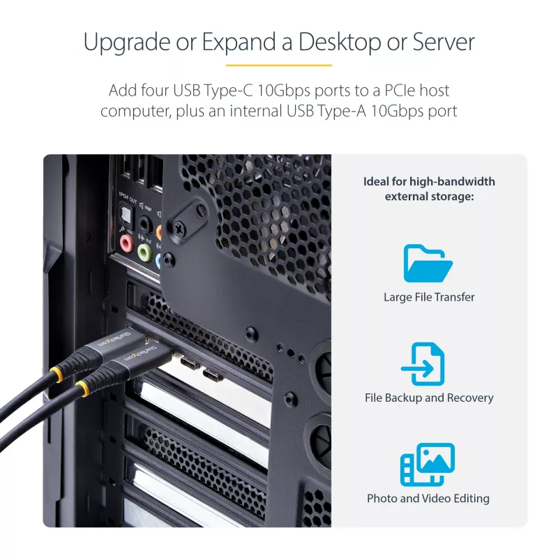 StarTech.com Scheda USB PCIe 5 porte, USB 3.2 10 Gbit/s, scheda PCI Express con 4 porte USB-C, 1 porta USB-A interna, scheda controller USB PCIe, Windows/macOS/Linux