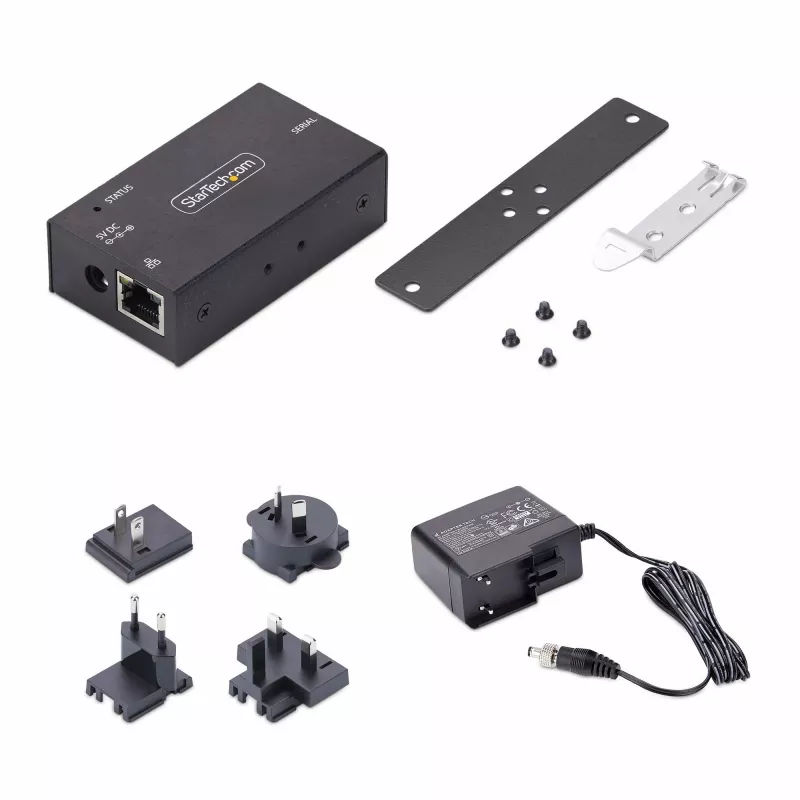 StarTech.com adattatore seriale-Ethernet 1 porta, server seriale IP per dispositivi RS232 remoti, montaggio a parete/guida DIN, case in metallo, convertitore RJ45-LAN-DB9 seriale