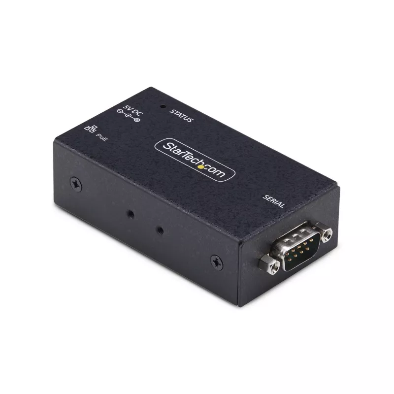 StarTech.com Adattatore seriale-Ethernet 1 porta, server seriale IP PoE 802.3af per dispositivi RS232 remoti, montaggio a parete/guida DIN, convertitore RJ45 LAN-DB9 seriale, TAA