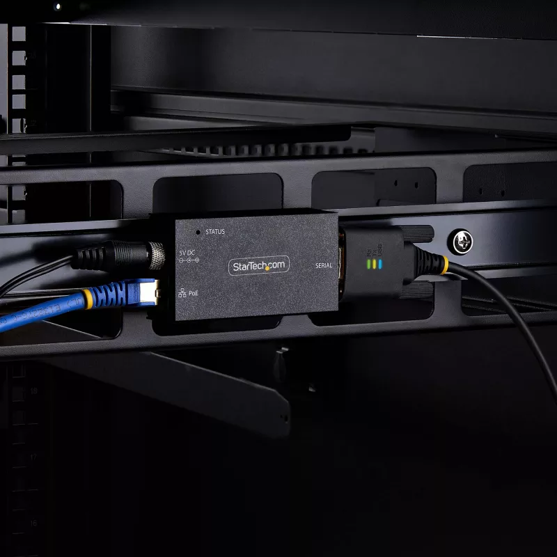 StarTech.com Adattatore seriale-Ethernet 1 porta, server seriale IP PoE 802.3af per dispositivi RS232 remoti, montaggio a parete/guida DIN, convertitore RJ45 LAN-DB9 seriale, TAA