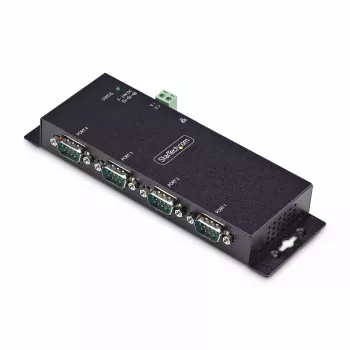 StarTech.com Adattatore seriale-Ethernet 4 porte, server seriale IP per dispositivi RS232 remoti, montaggio a parete/guida DIN, custodia in metallo, convertitore RJ45 LAN-DB9 seriale