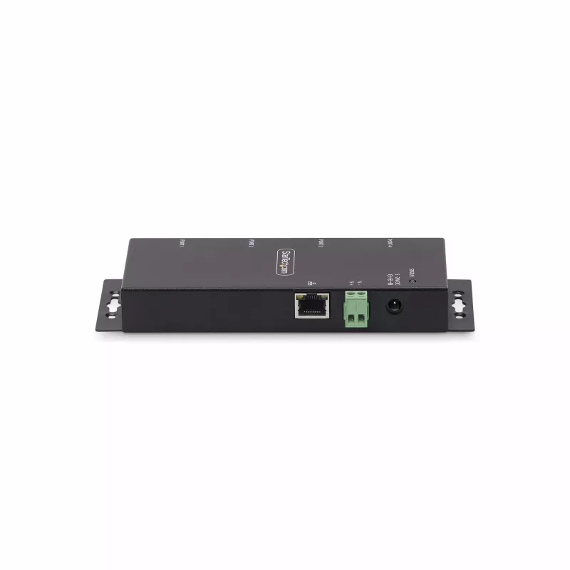 StarTech.com Adattatore seriale-Ethernet 4 porte, server seriale IP per dispositivi RS232 remoti, montaggio a parete/guida DIN, custodia in metallo, convertitore RJ45 LAN-DB9 seriale