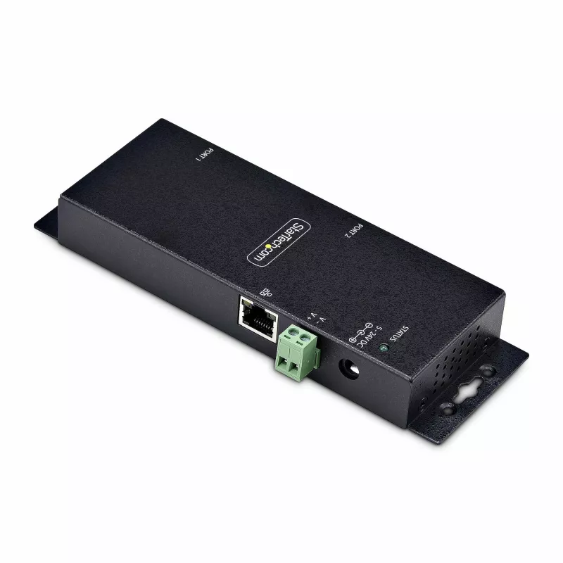 StarTech.com Adattatore seriale-Ethernet 2 porte, server seriale IP per dispositivi RS232 remoti, montaggio a parete/guida DIN, custodia in metallo, convertitore RJ45 LAN-DB9 seriale