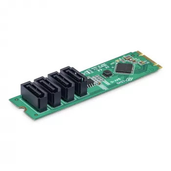 StarTech.com Scheda adattatore M.2-SATA 4 porte, scheda di espansione M.2 PCIe 3.0-SATA per HDD/SSD, chipset ASM1064, M.2 NVMe a 4x HDD/SSD per Windows/macOS/Linux